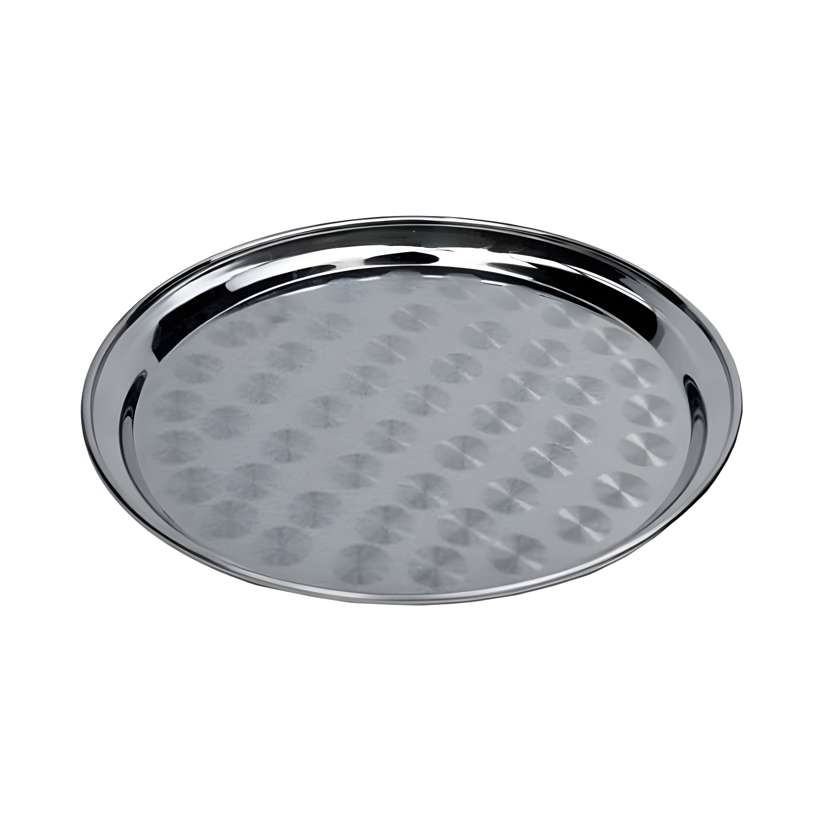 Winco Serving Tray with Swirl Pattern, Stainless Steel, Round, 12"