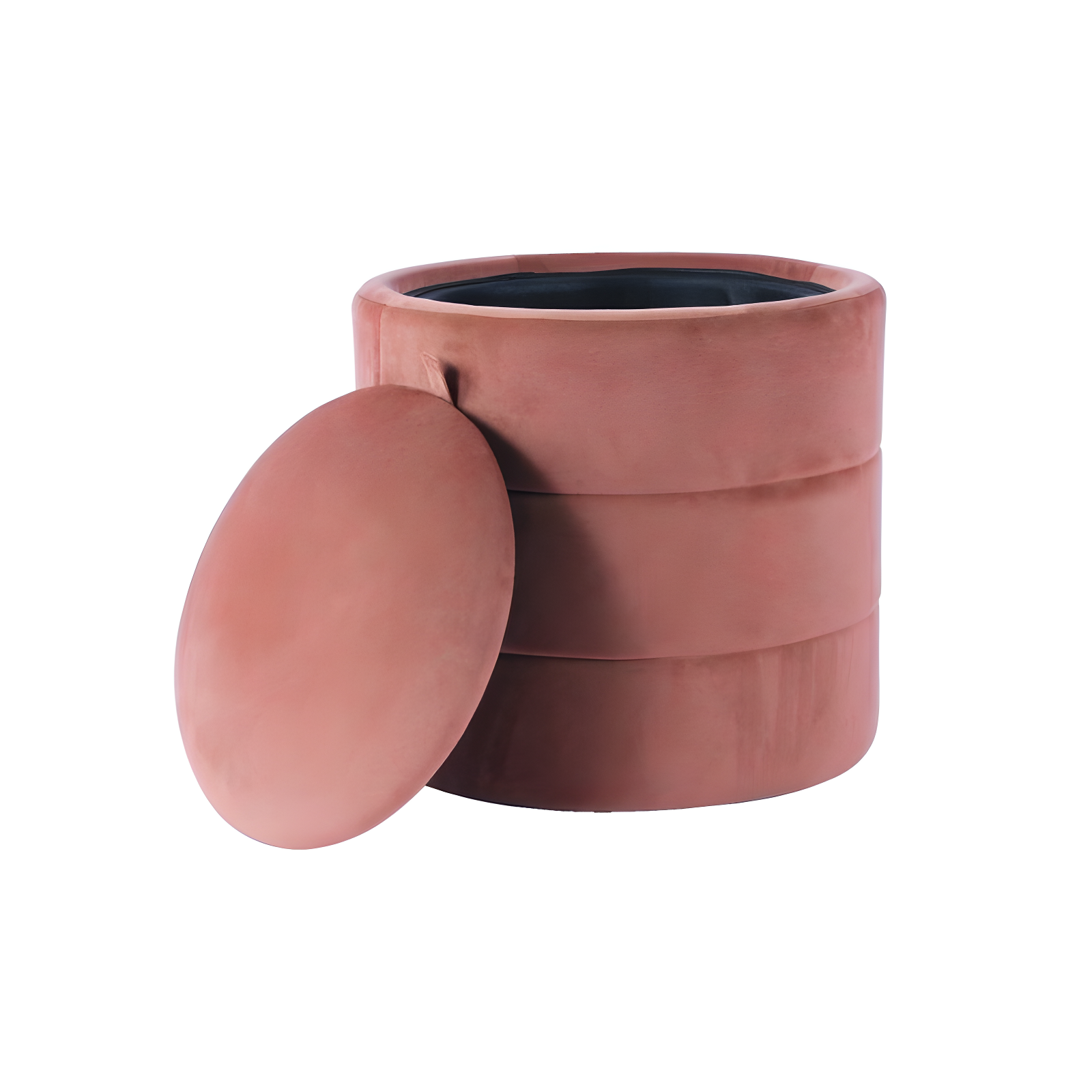 Storage Round Ottoman Blush Velvet - HomePop