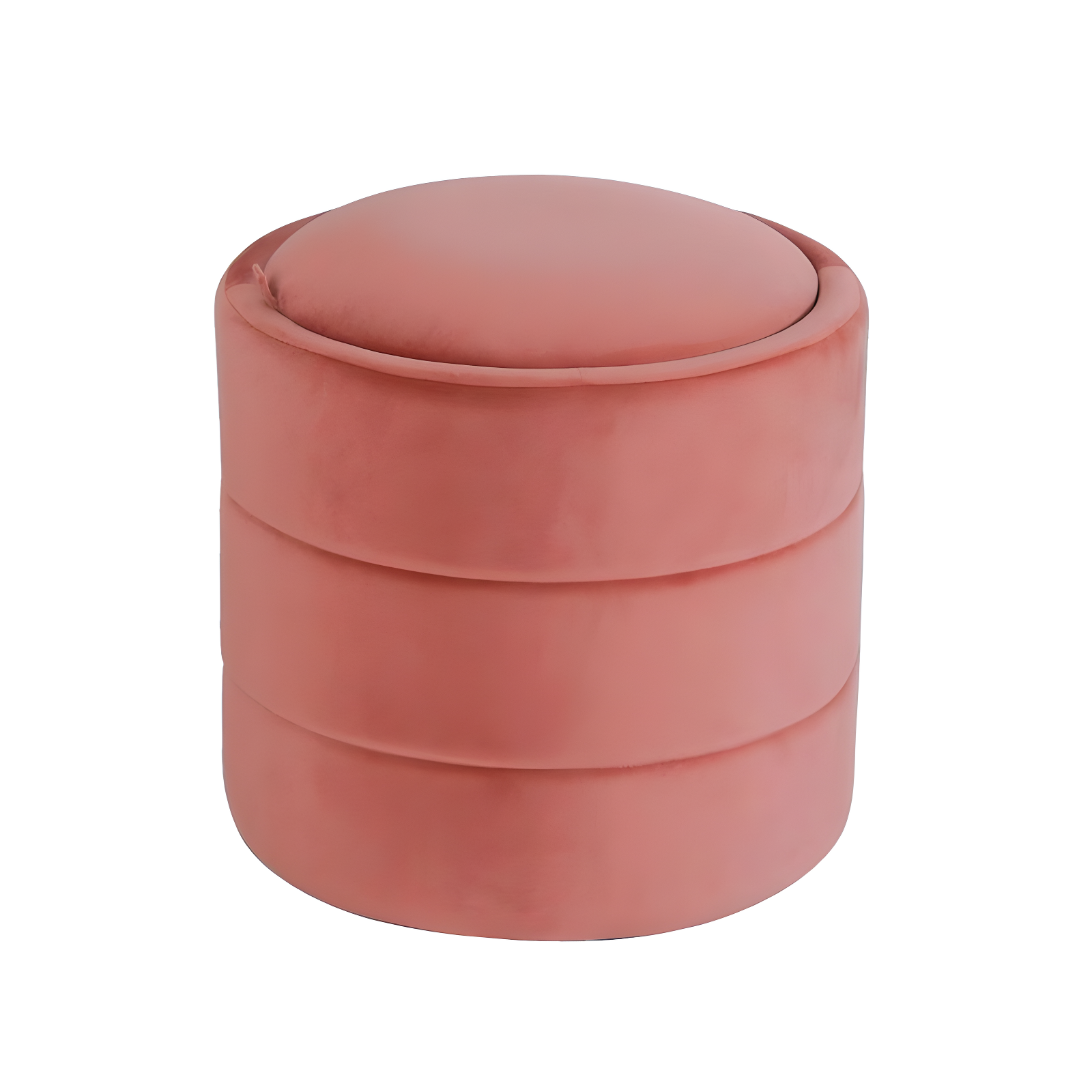 Storage Round Ottoman Blush Velvet - HomePop