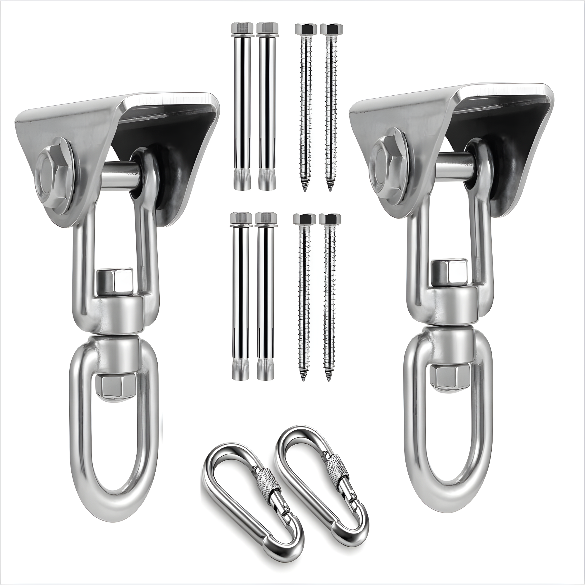 Stainless Steel Hanging Kit Swing Hangers and Hammock Spring and Swing Swivel Spinner Kglobal Swivel Hook and Locking Snap Hooks for Wooden Sets，tire Swing Swivel, Seat Trapeze Yoga