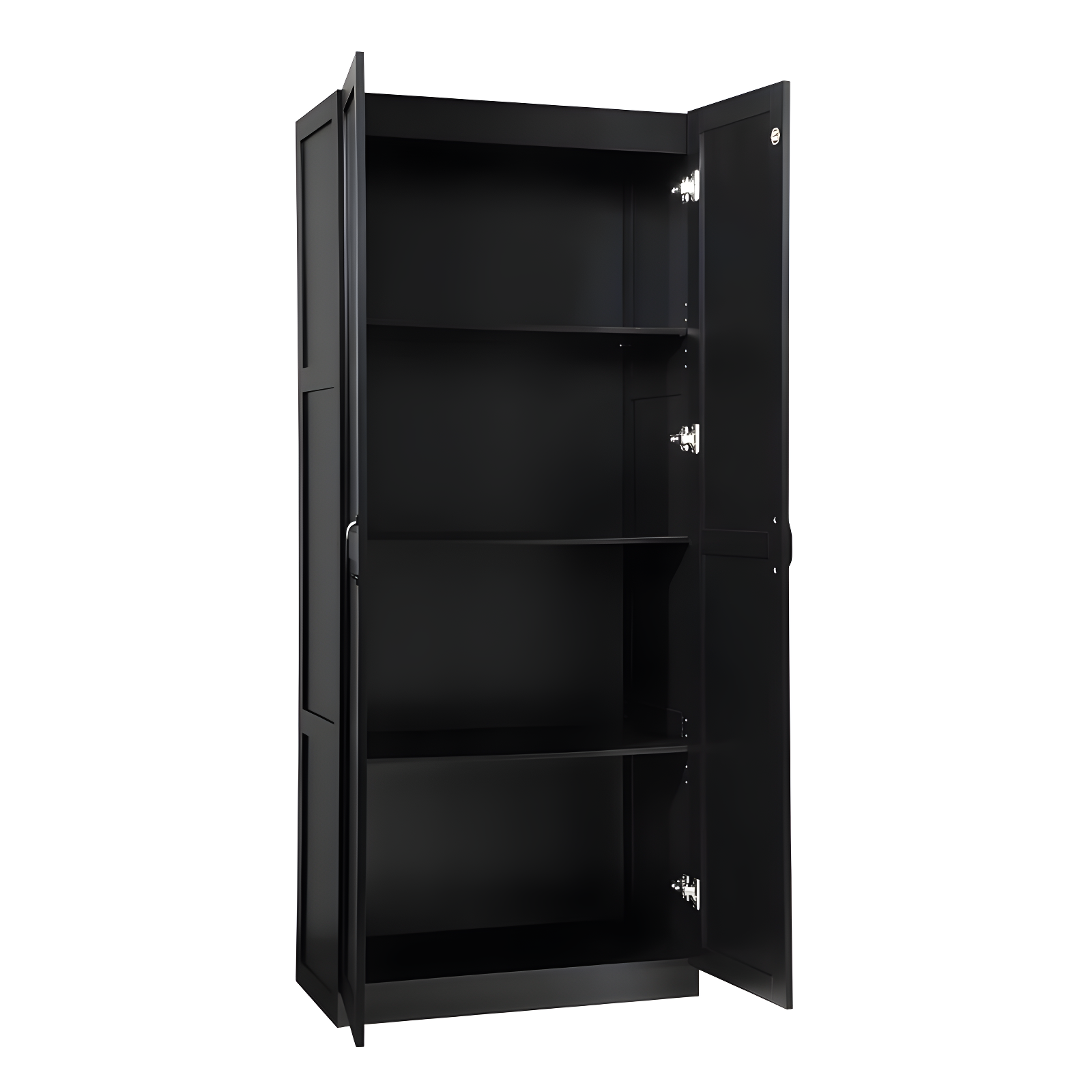 Hopkins Modern 4 Shelf Storage Closet Black - Manhattan Comfort: MDF, European Hinges, 71" High