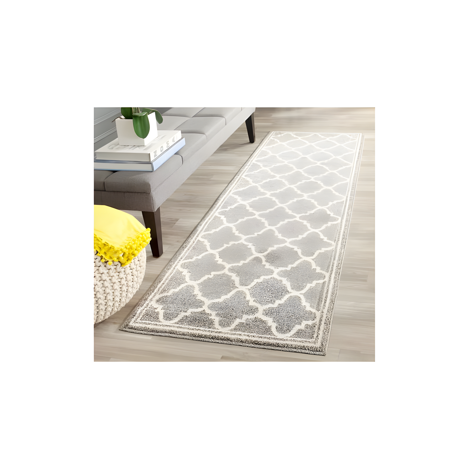 Amherst AMT422 Power Loomed Indoor Runner Rug - Dark Grey/Beige - 2'3"x15' - Safavieh
