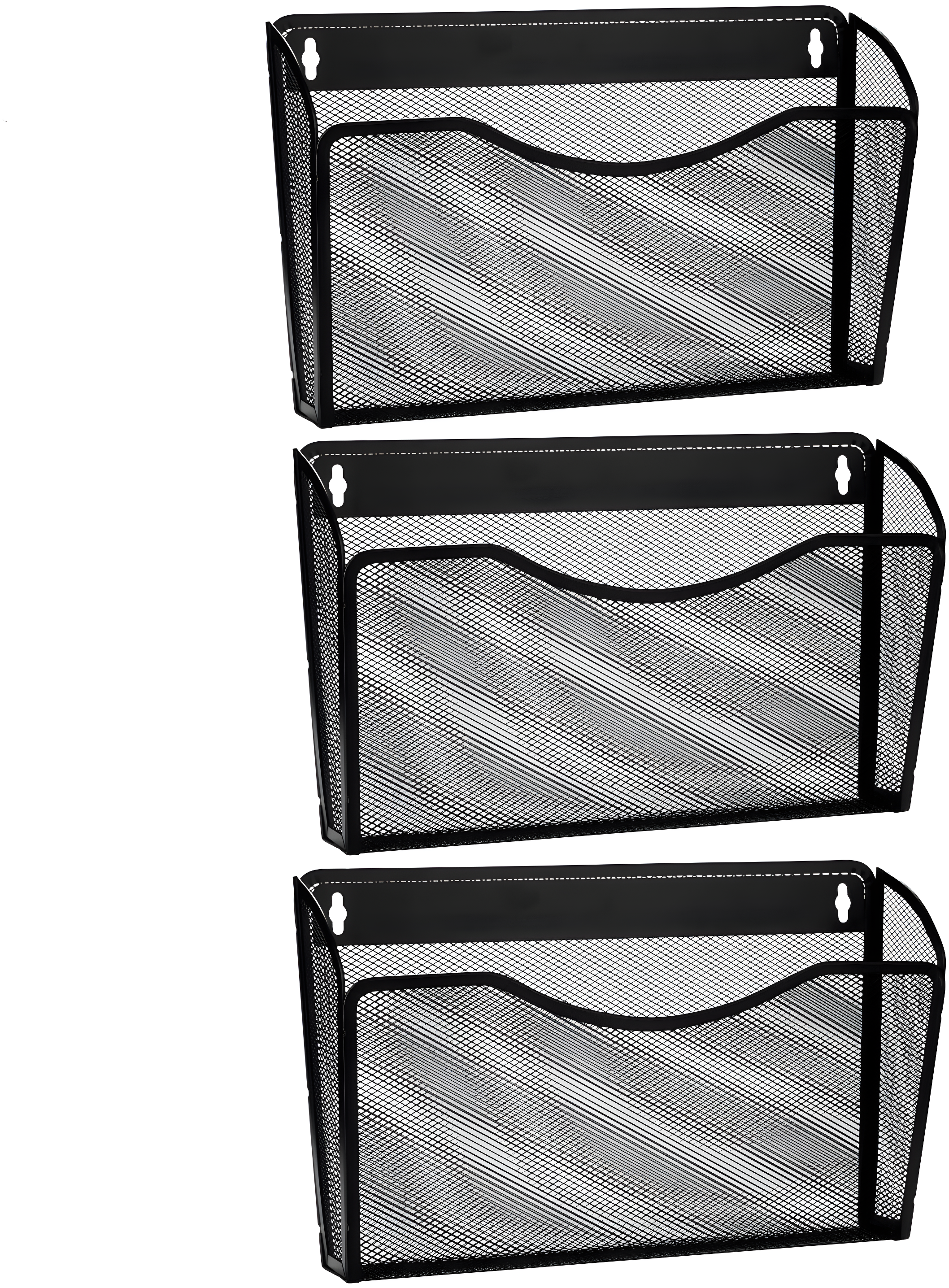 Mesh 3 Pack Wall Mounted File Holder Metal Hanging Vertical Wall File Pocket Organizer for Office and Home, Black