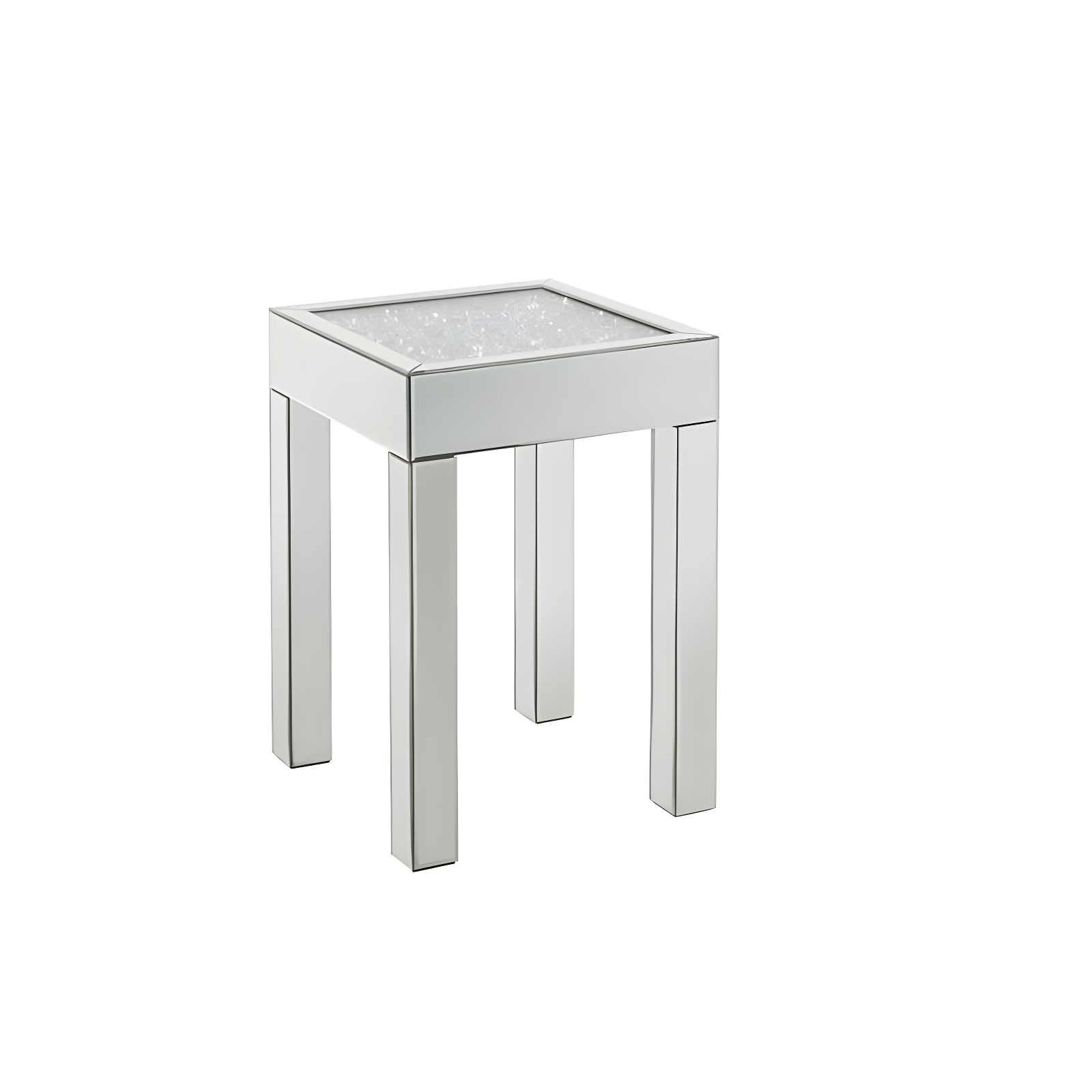 Noralie 16" Mirrored Accent Table Faux Diamonds - Acme Furniture: Elegant Silver Square Side Table