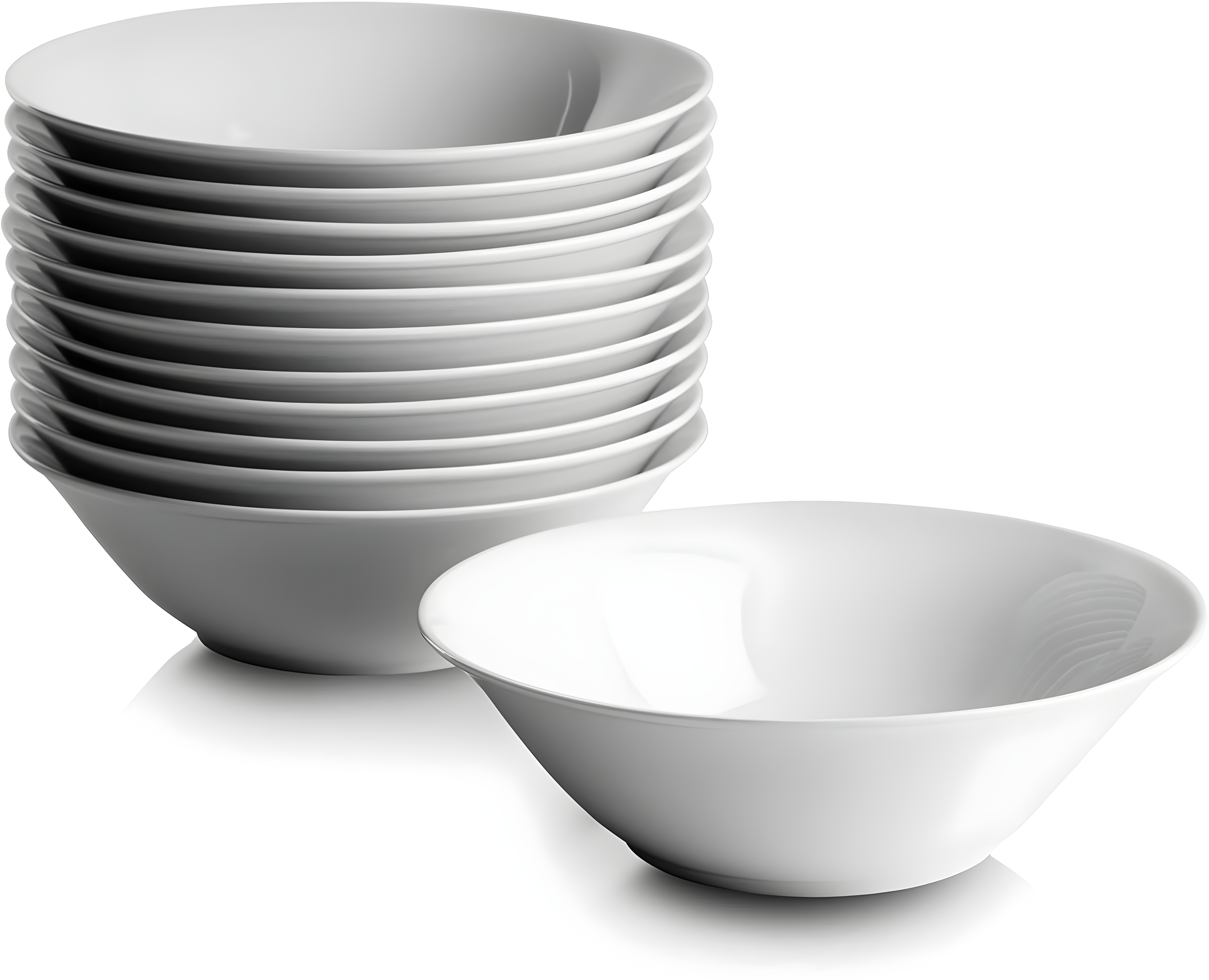 Ten Strawberry Street 7" Catering Round Ceramic Cereal Bowl, Set of 12, White