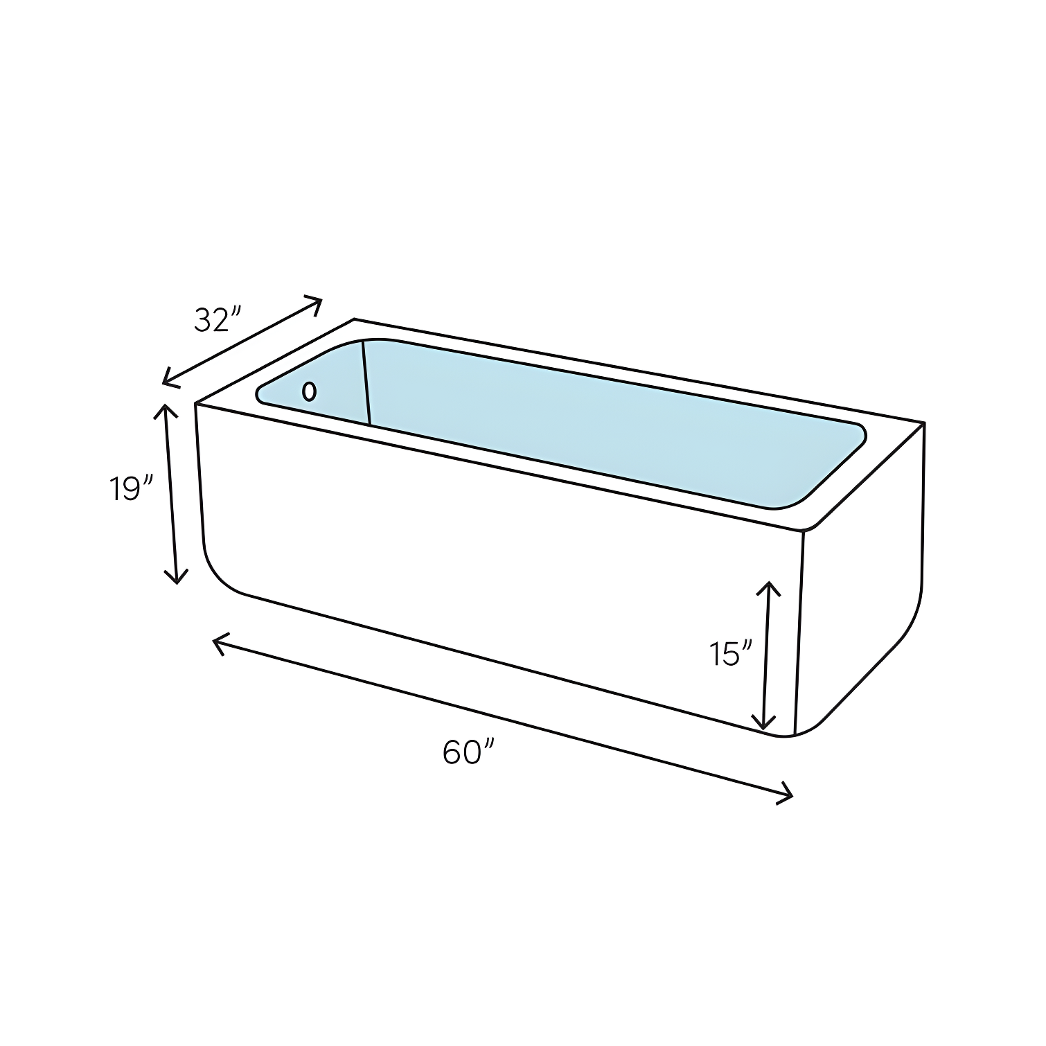 Archer® 60" x 32" Acrylic Alcove Soaking Bathtub with Comfort Depth