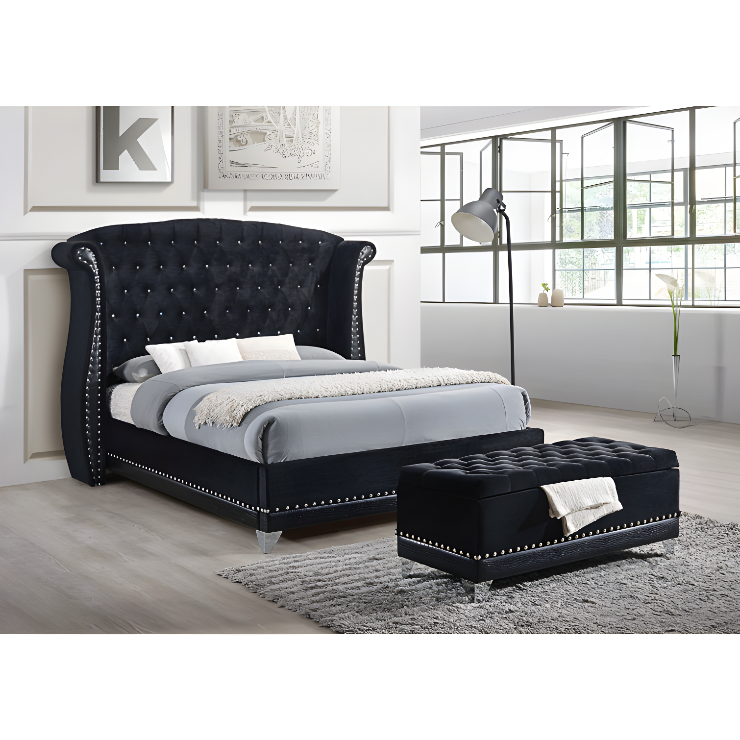 Barzini Upholstered Wingback Bed