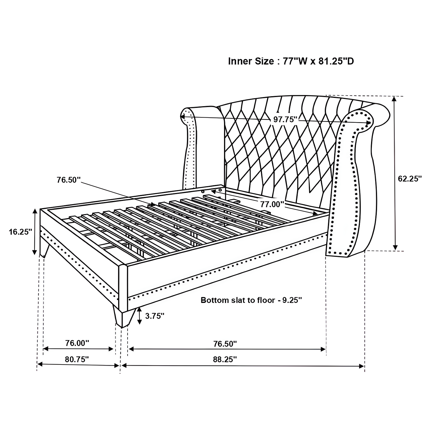 Barzini Upholstered Wingback Bed