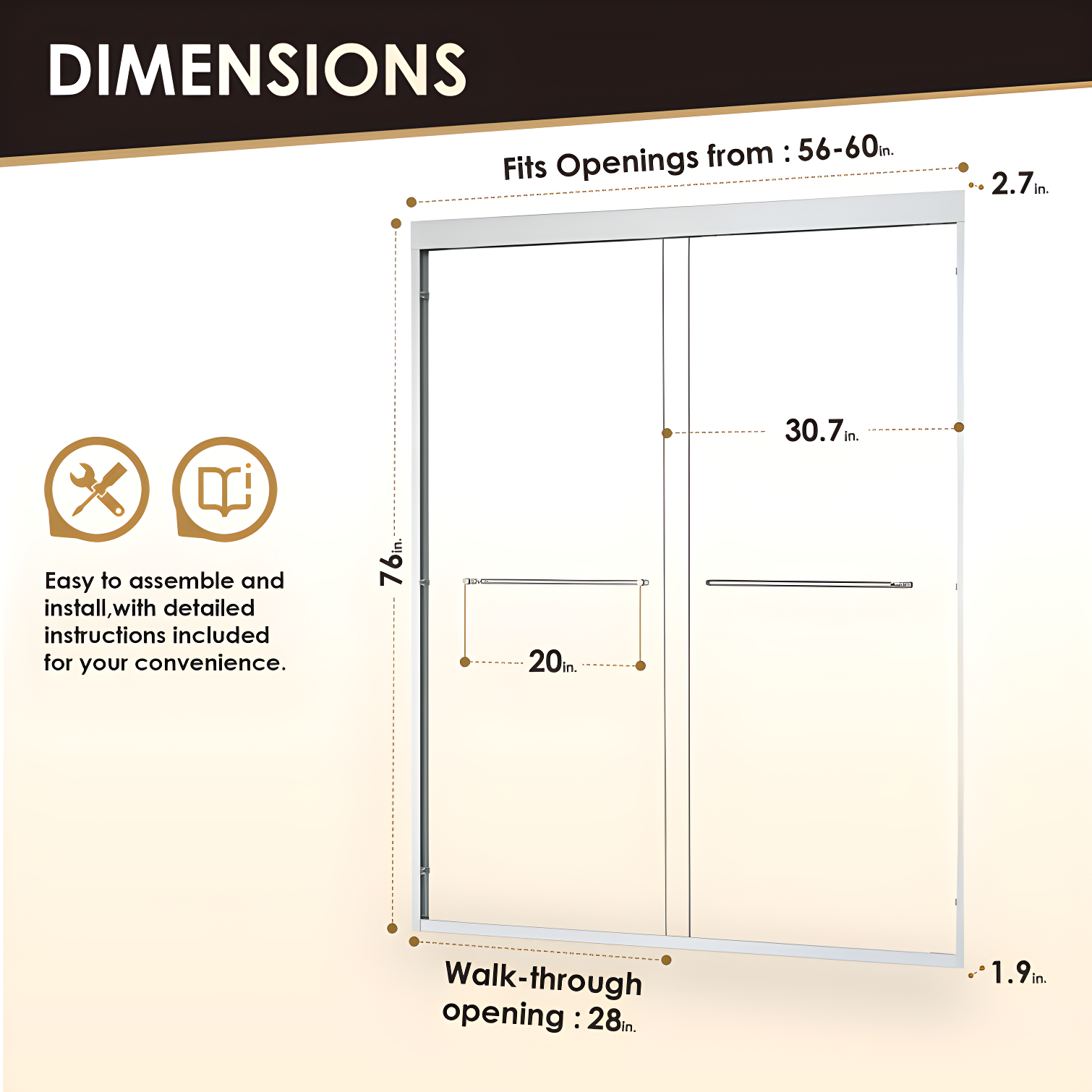 Ennis 60" W x 76" H By Pass Framed Shower Door with Clear Glass