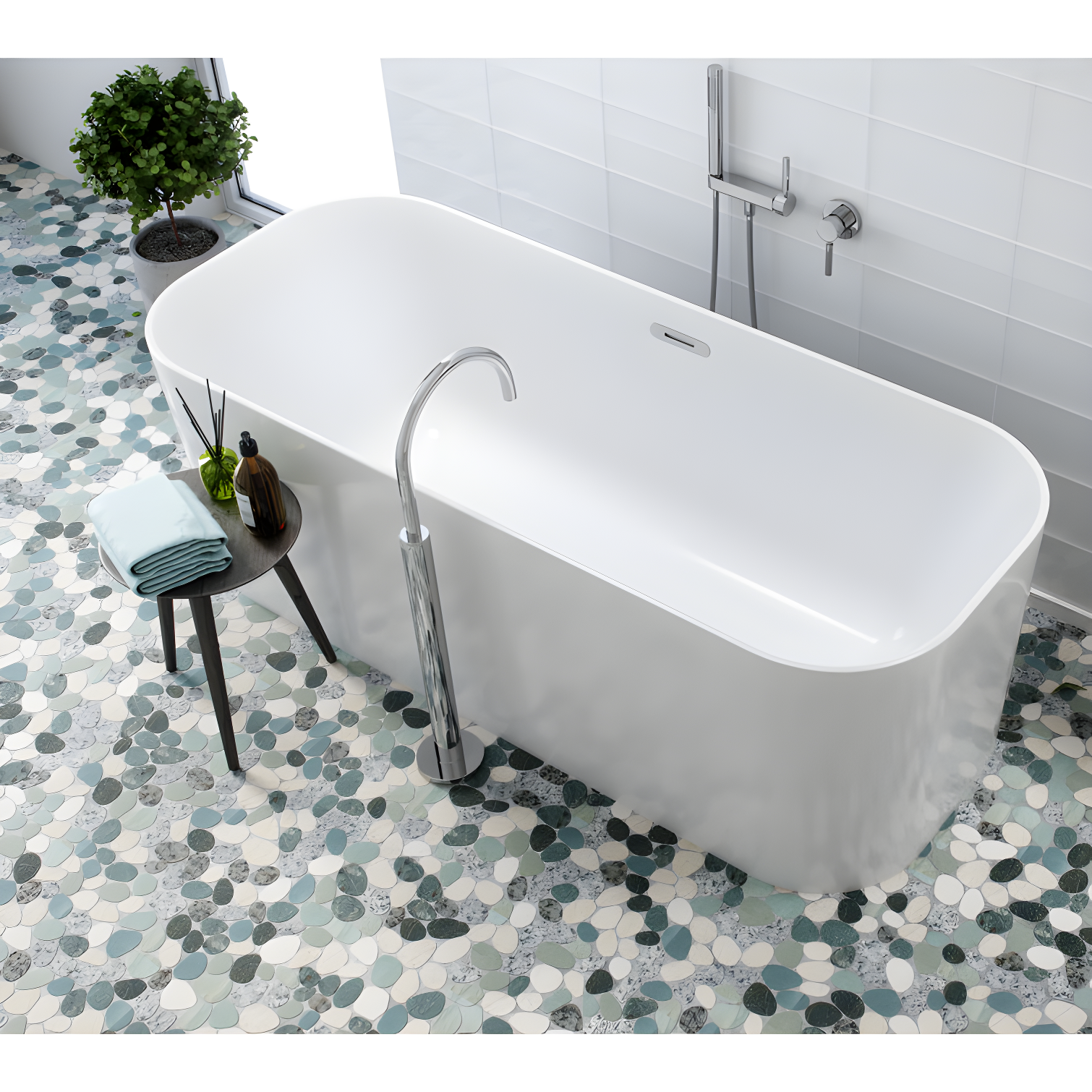 Sliced Pebble Mosaic Wall & Floor Tile