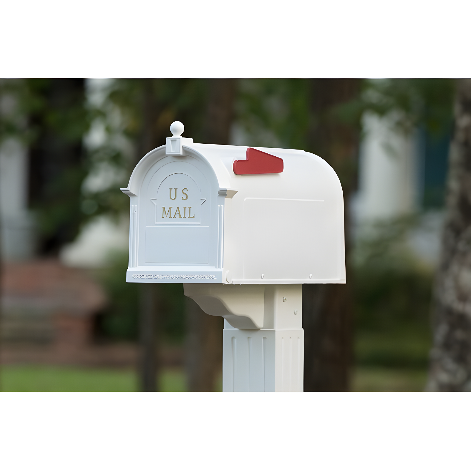 Large White Vinyl Post Mount Mailbox and Post Kit