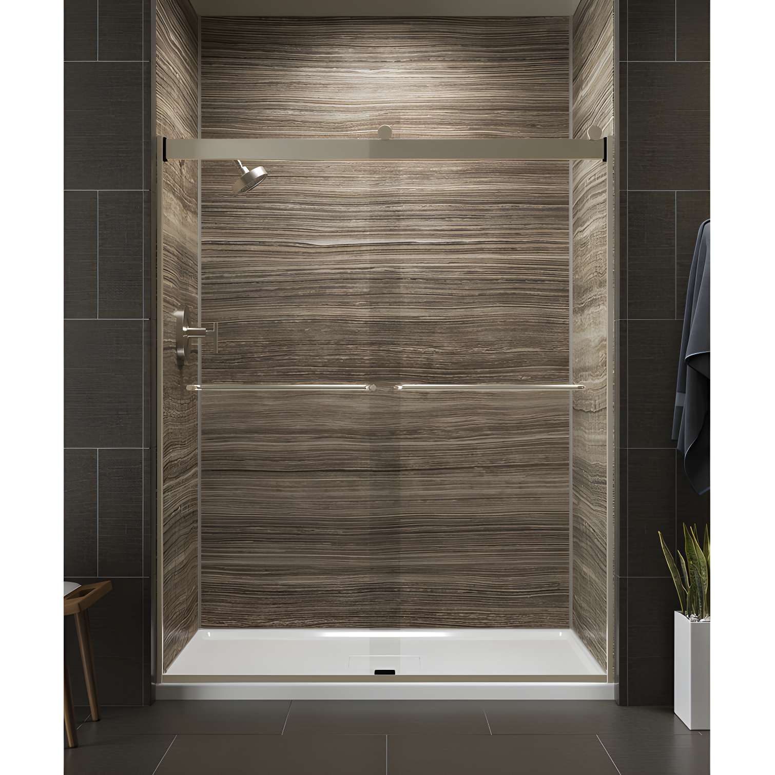 Levity 59.63" x 74" Bypass Shower Door with CleanCoat® Technology