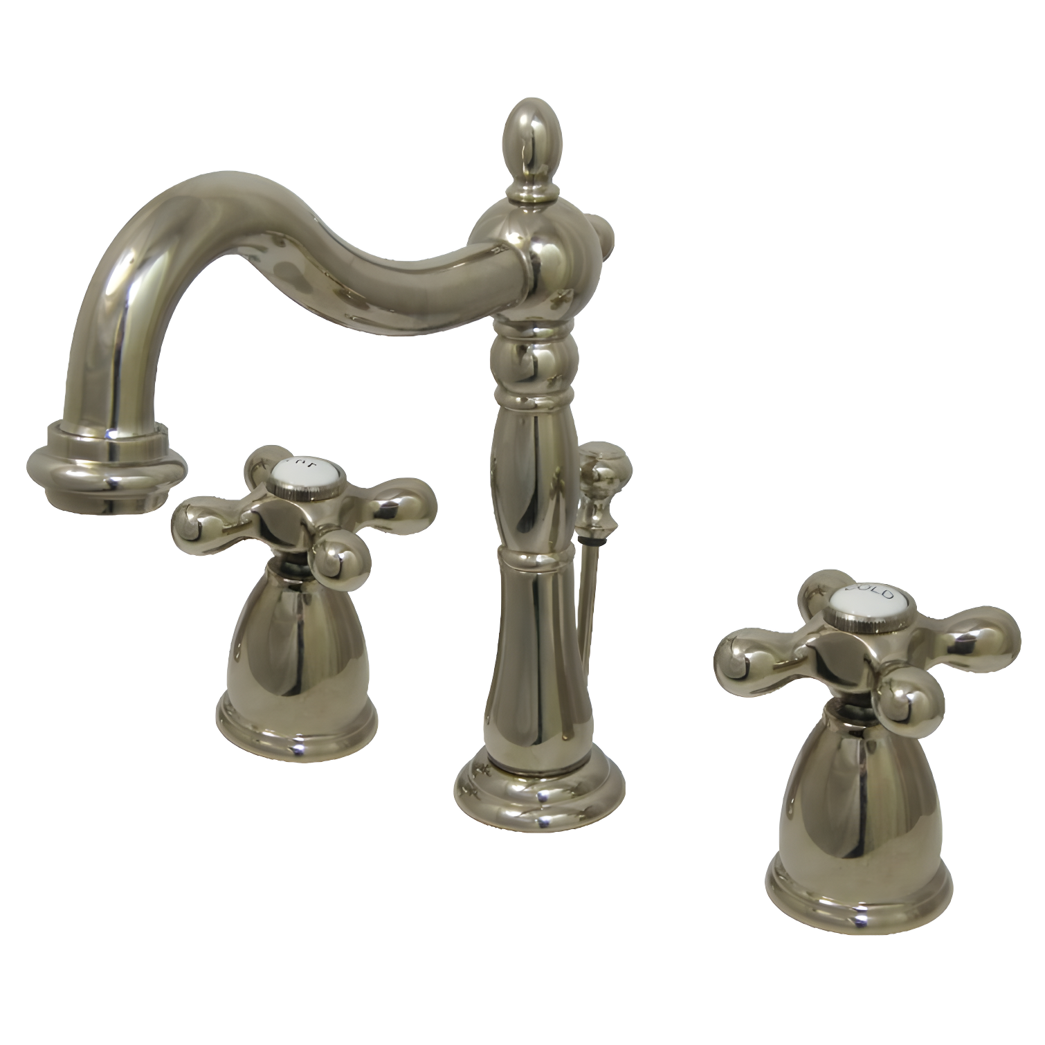 Kingston Brass Heritage Two-Handle 3-Hole Deck Mount Widespread Bathroom Faucet with Pop-Up Drain