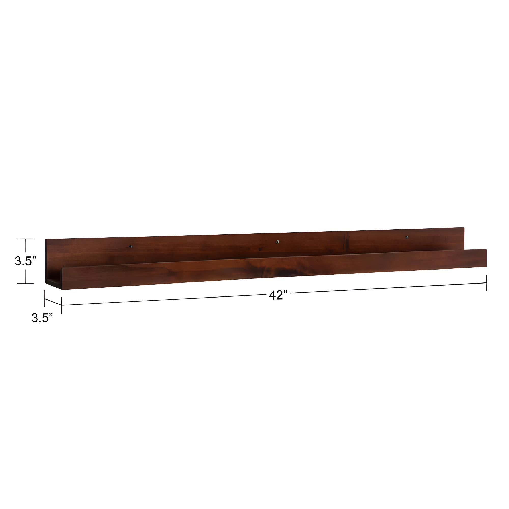Kate and Laurel Wood Floating Shelf, 42" x 3.5", Walnut Brown