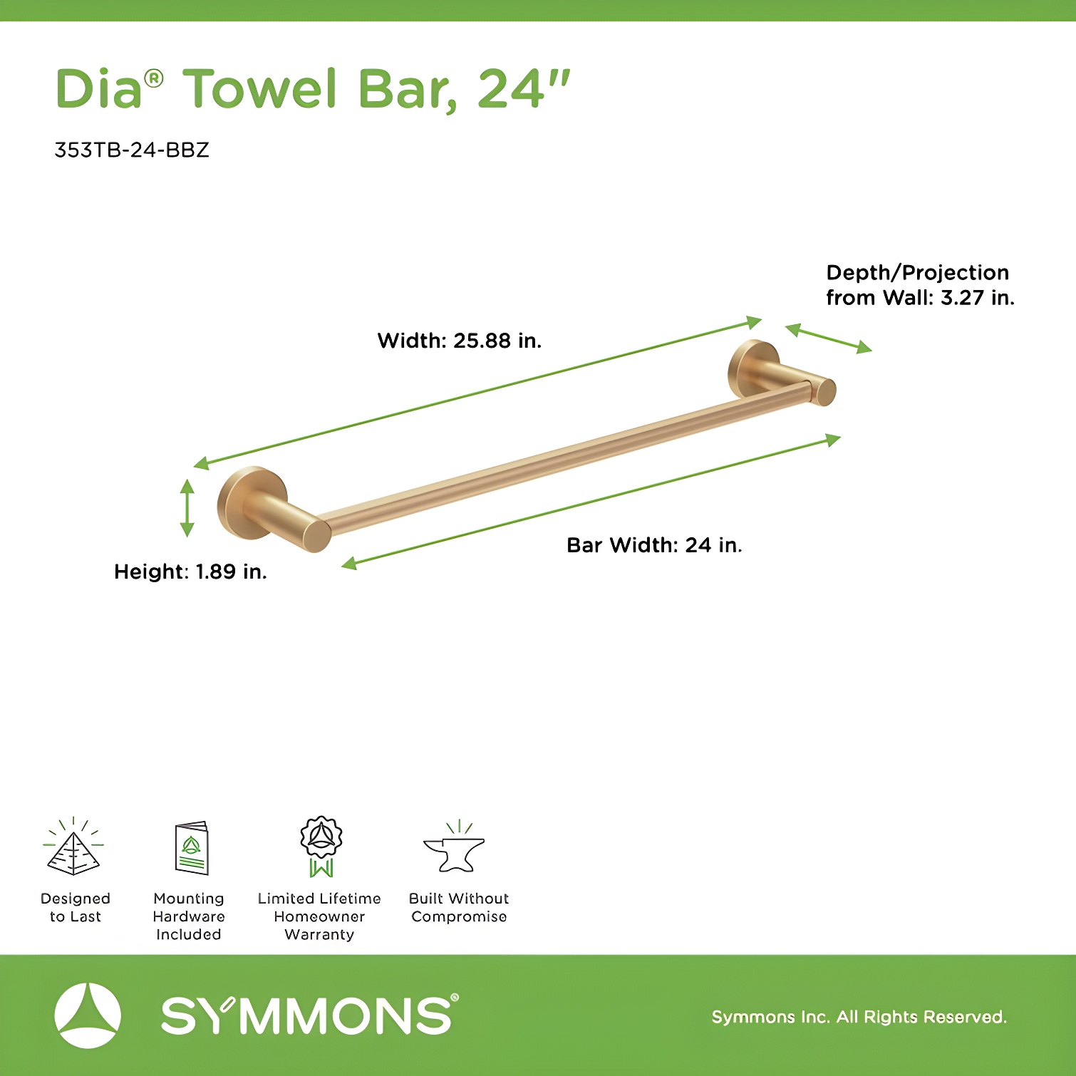 Dia 24" Extra Long Wall Mounted Towel Bar