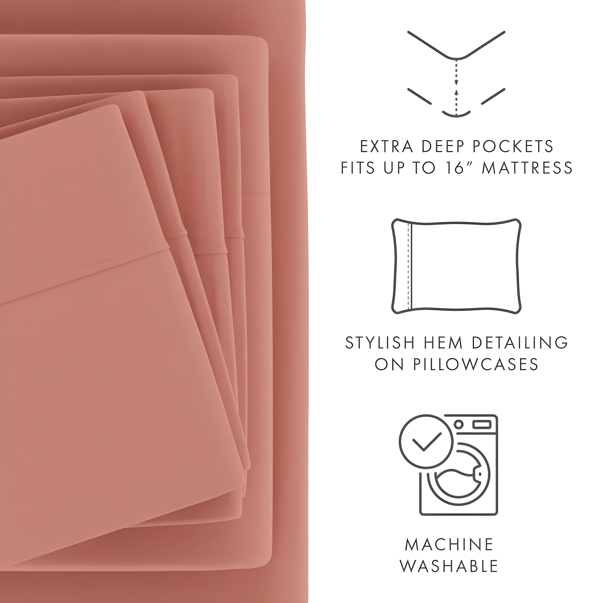 Noble Linens 6 Piece Clay Solid Microfiber Bed Sheet Set For Twin Size Bedding