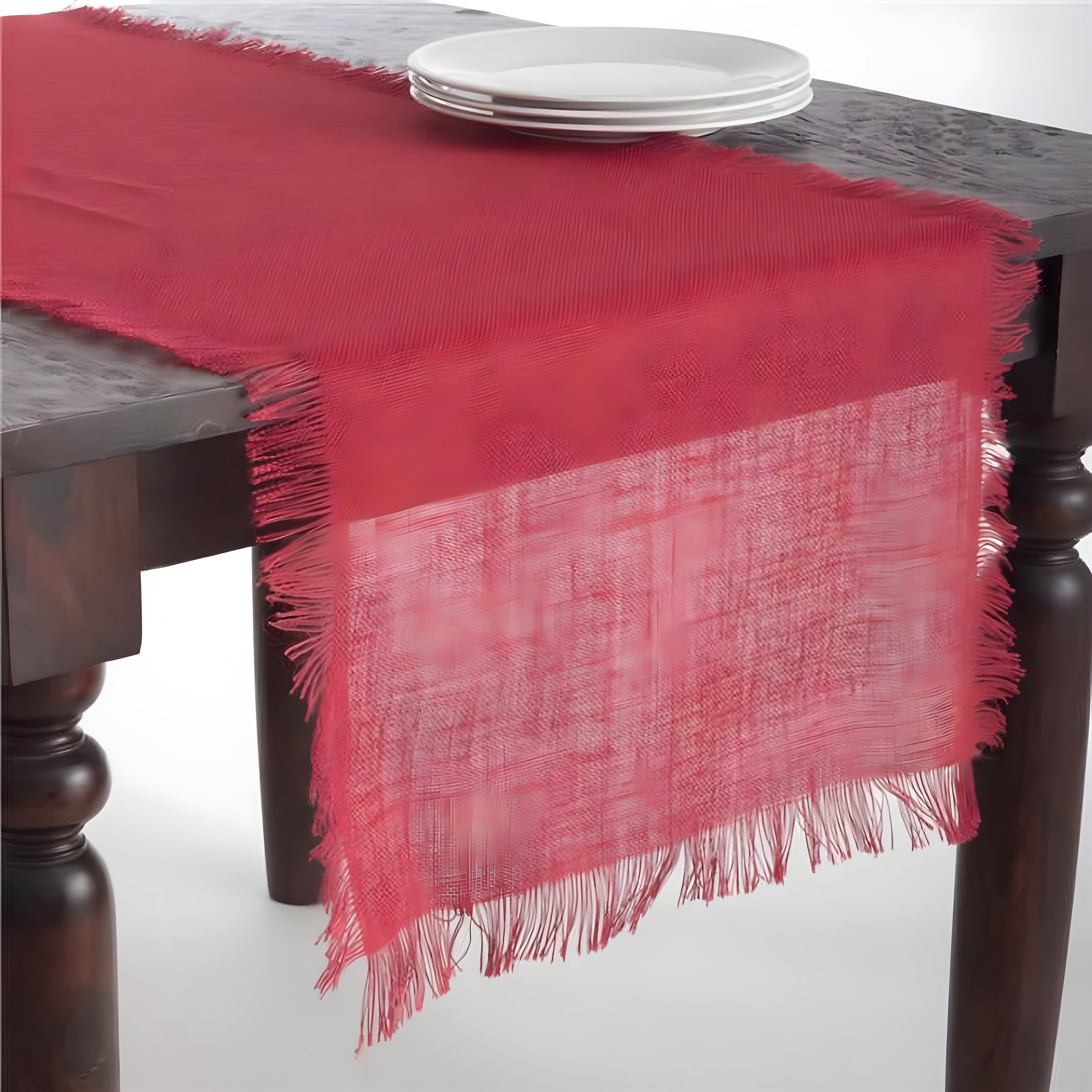 Saro Lifestyle Fringed Jute Runner, 20"x70", Red