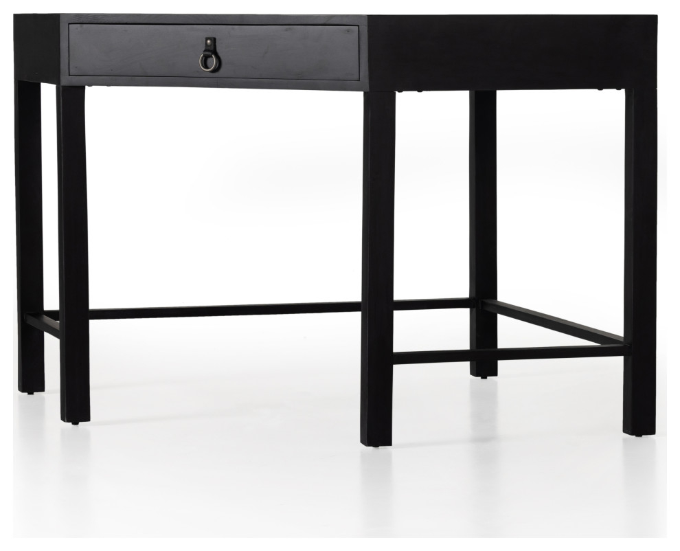 Isador 41" Black Wash Poplar Corner Desk with Iron Accents