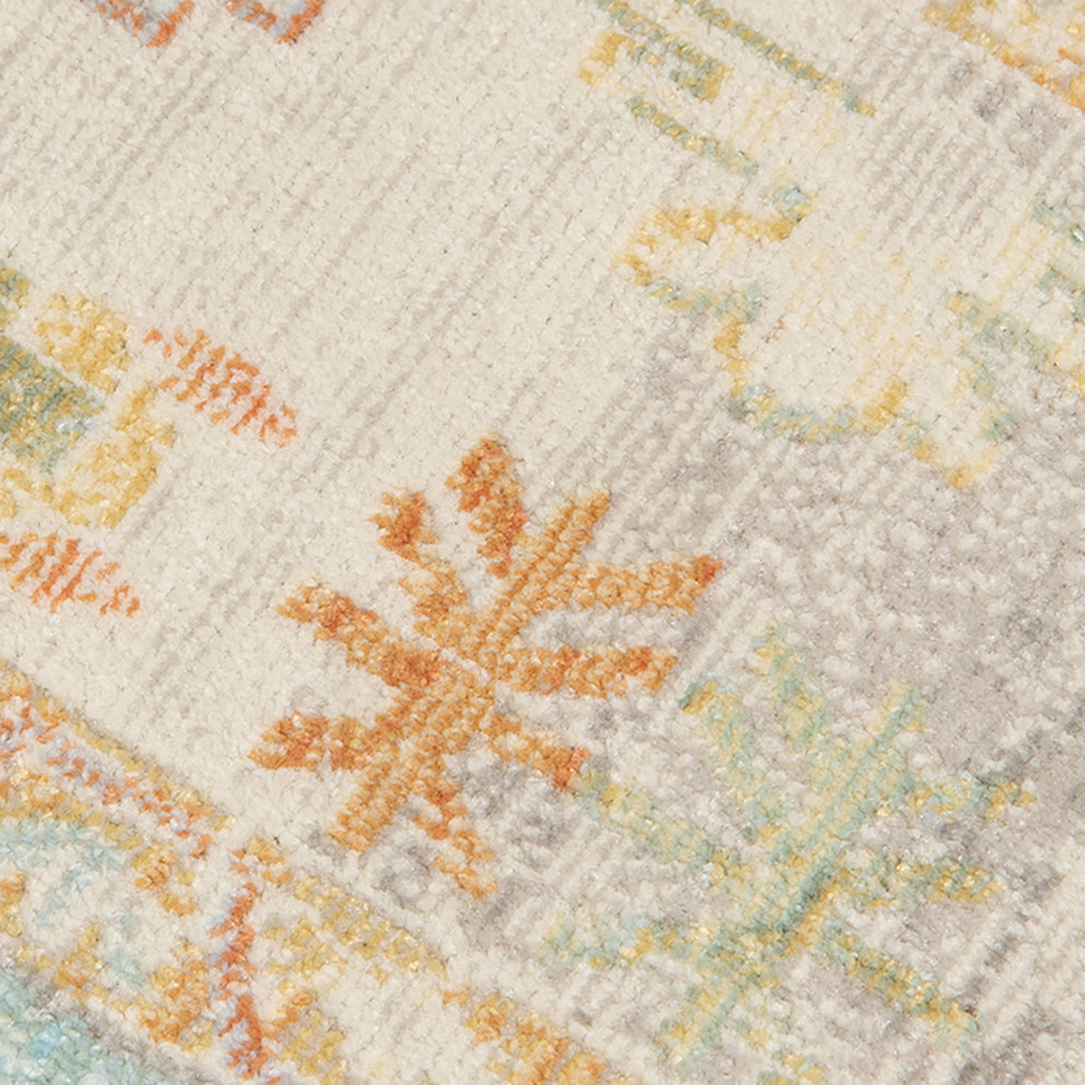 Aqua Boho Chic Transitional 5' x 7' Synthetic Area Rug