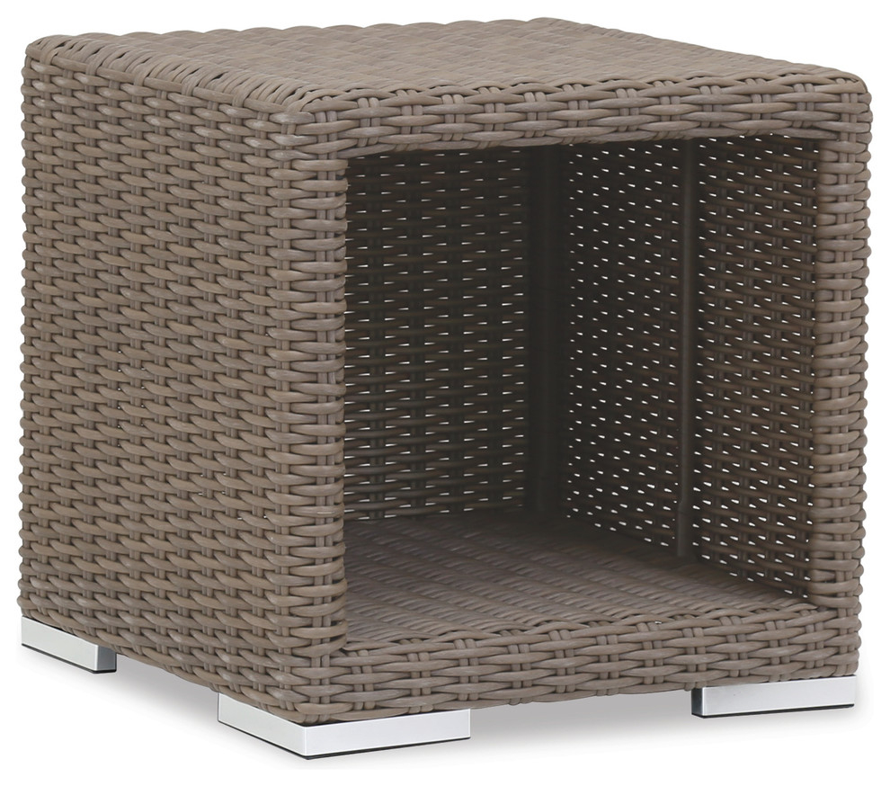 Coronado Driftwood Finish PE Resin Wicker Outdoor End Table