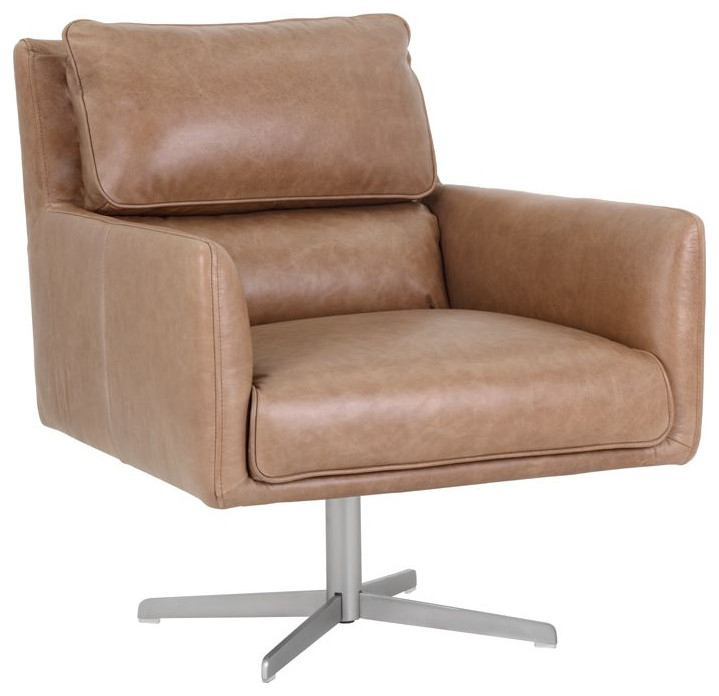 Marseille Camel Leather Transitional Swivel Chair