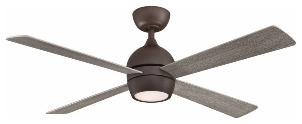 Fanimation Kwad 52 Matte Greige Ceiling Fan with Reversible Blades & LED Light Kit