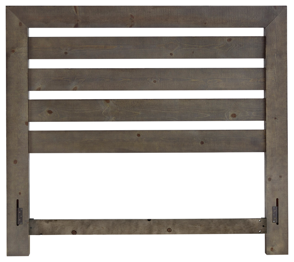 Progressive Furniture Willow Wood King Slat Headboard Distressed Dark Gray