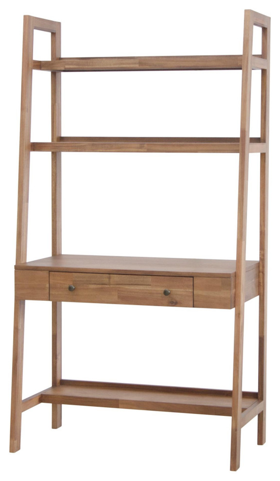 New Pacific Direct Henley 37.5" Solid Wood Wall Desk in Newton Brown