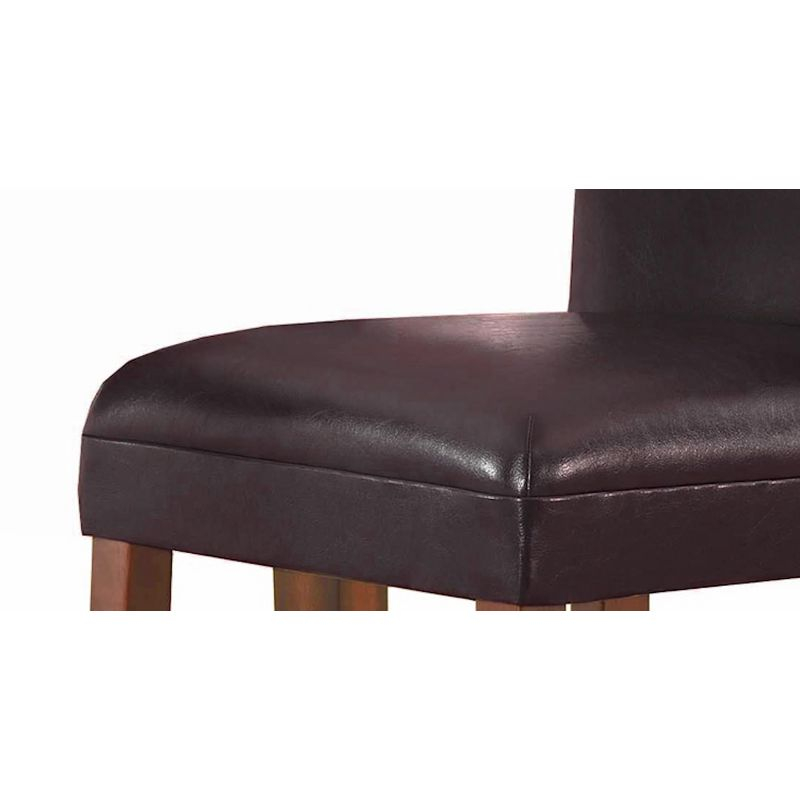 24" Faux Leather Luxury Counter Height Barstool Black - HomePop: Rubberwood Legs, Padded Back
