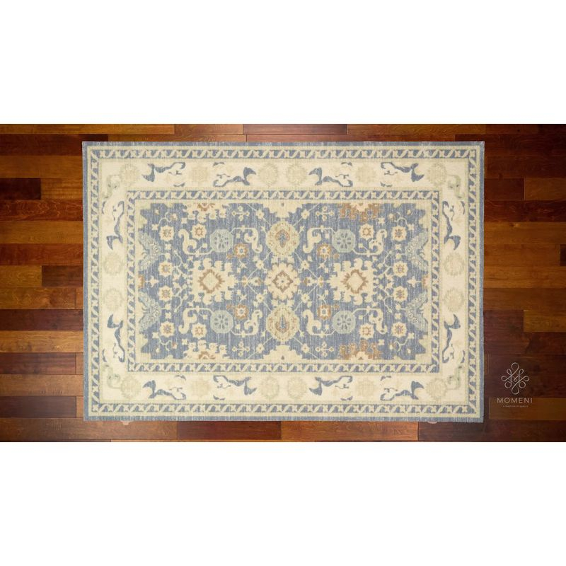 2'x3' Floral Loomed Accent Rug Light Blue - Momeni: Traditional Wool & Nylon Botanical Design, Low Pile, Indoor Use