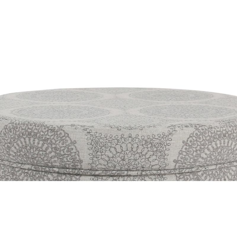 Round Storage Ottoman Gray Medallion - HomePop