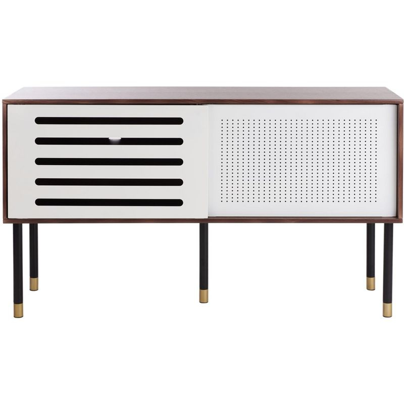 Shiloh Media Stand - White/Walnut - Safavieh