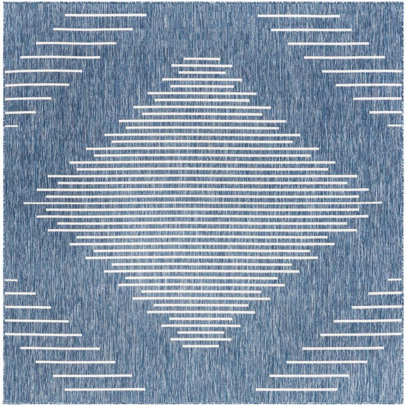 Unique Loom 7' 0 x 7' 0 Square Indoor/Outdoor Modern Blue Area Rug