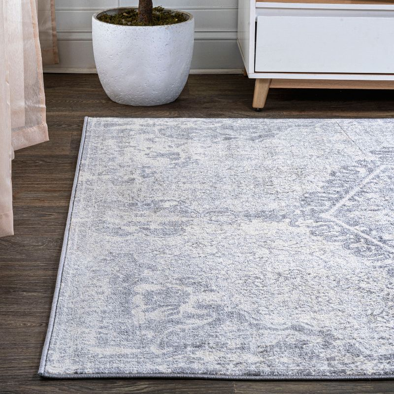 5' X 8' Modern Persian Vintage Medallion Area Rug, Gray/Ivory - JONATHAN Y