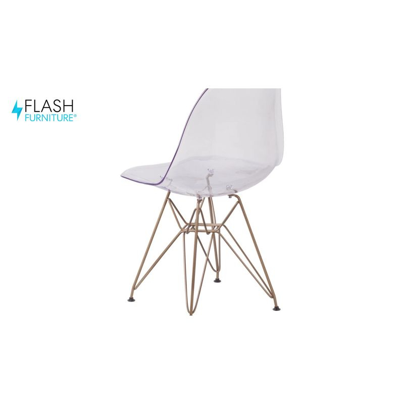 Flash Furniture Elon Series Ghost Chair with Gold Metal Base