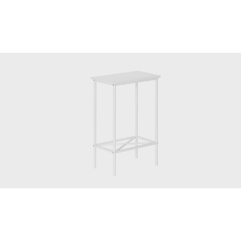 Monarch Specialties Accent Table, Side, End, Narrow, Small, 2 Tier, Living Room, Bedroom, White Laminate, White Metal, Contemporary, Modern