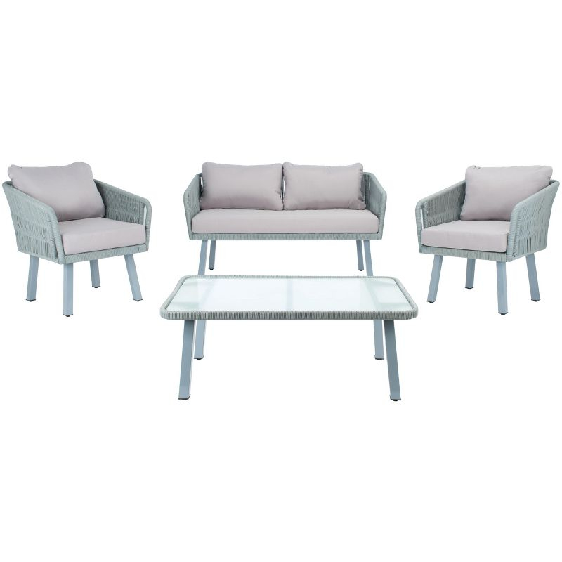 Kerson 4 Piece Rope Living Set - Indoor/Outdoor - PAT7519 - Grey/Grey - Safavieh
