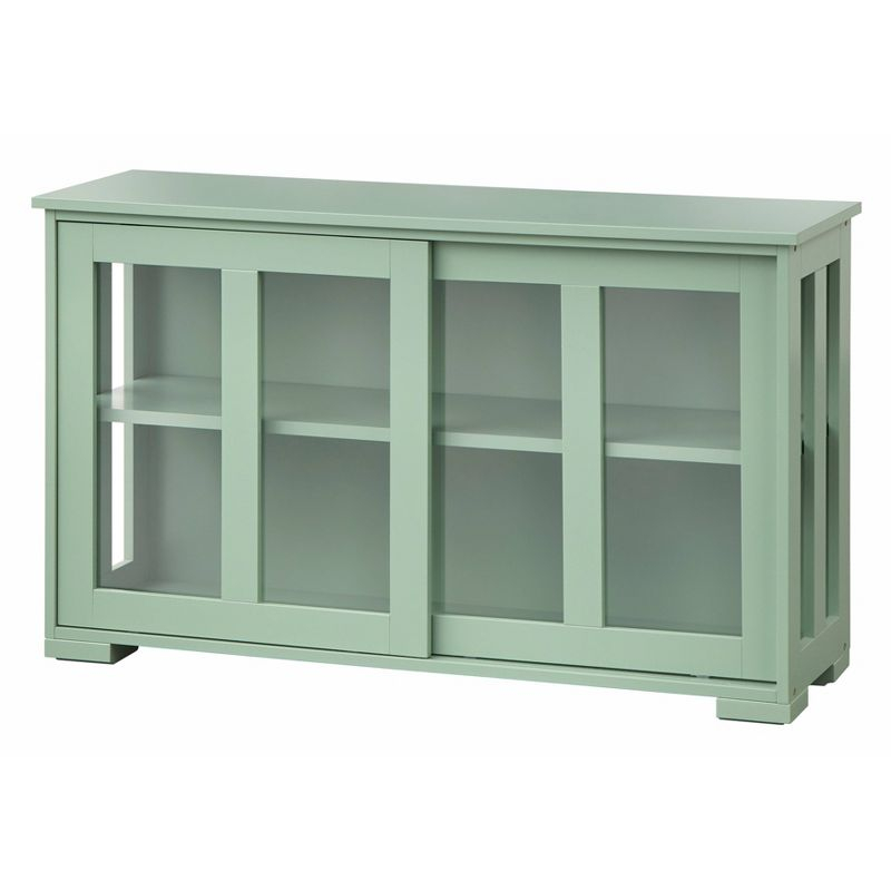 Buylateral Pacific Modular Design Stackable Cabinet with Sliding Glass Doors Mint Green: Tempered Glass, Adjustable Shelf