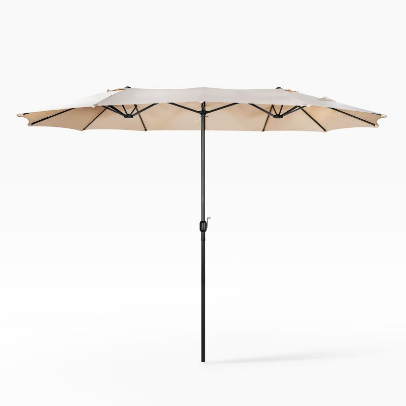 WestinTrends 15 x 9 Ft Double Sided Outdoor Twin Patio Market Table Umbrella, Beige