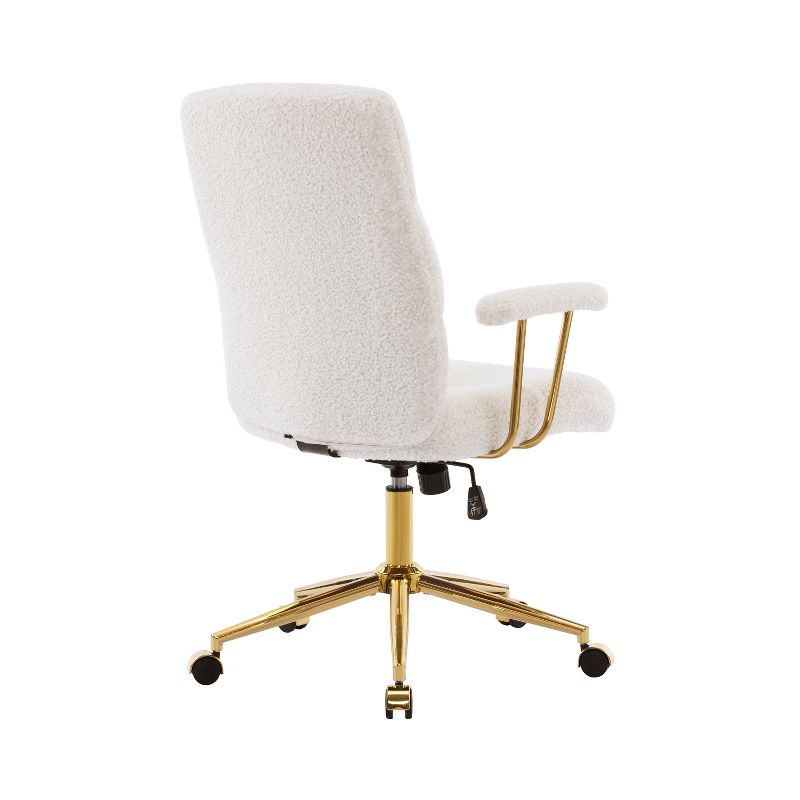 Techni Mobili Elegant Textured Boucle White and Gold Office Chair