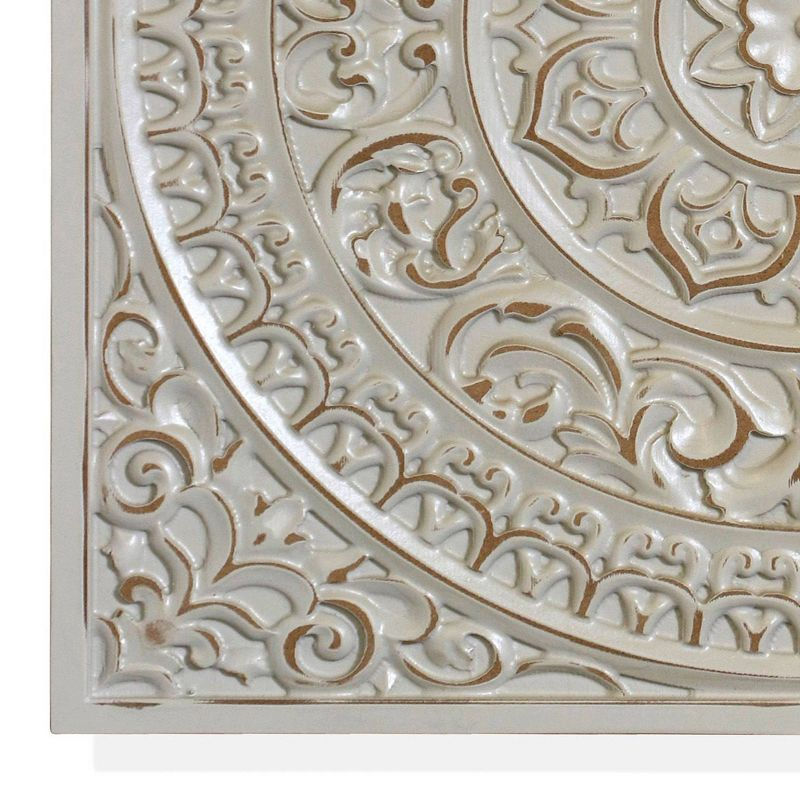 Lara Antique Wooden Wall Mandala Plaque Gray - StyleCraft: Bohemian Decor, Abstract Art, 23x23"