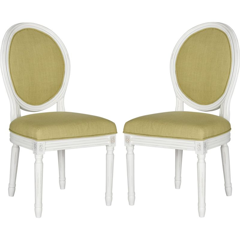 Holloway 19" H French Brasserie Oval Side Chair (Set of 2) - FOX6228 - Spring Green/Cream - Safavieh Couture