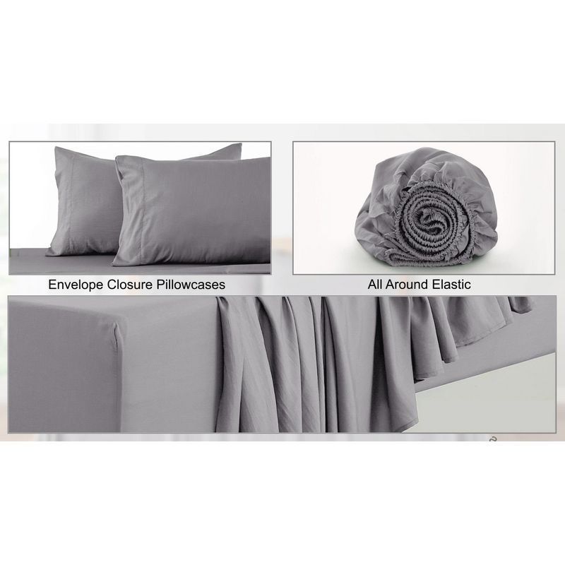 Twin 3 PC Piece Rayon From Bamboo Sheets Solid Deep Pocket Sheet Set - Purple