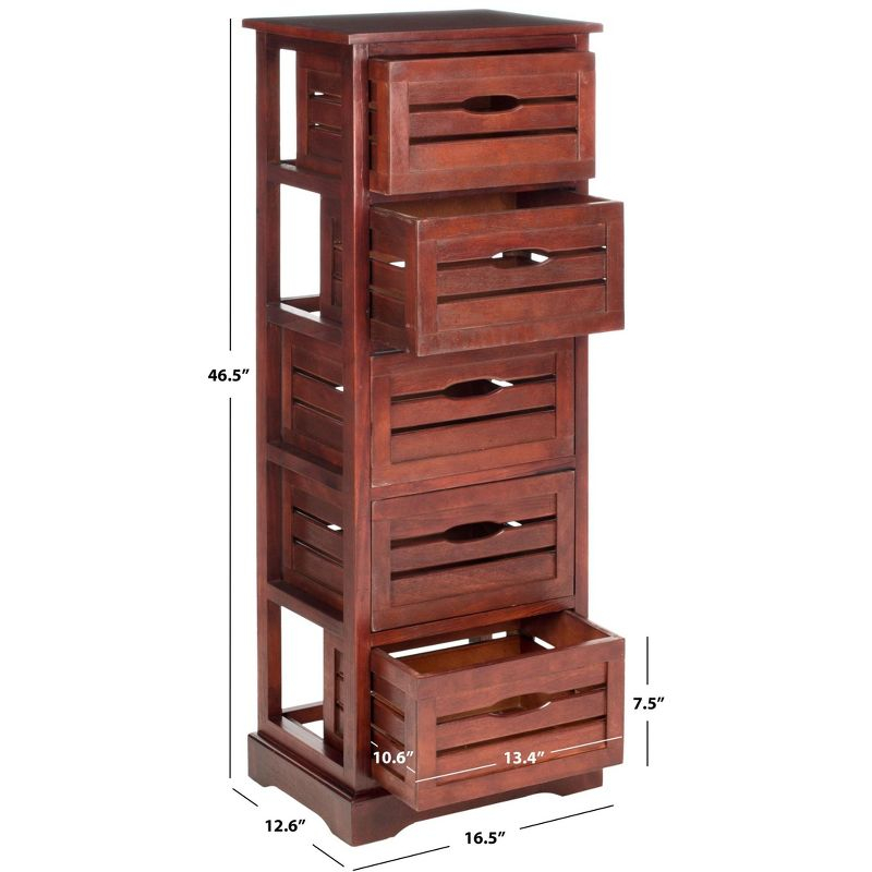 Samara 5 Drawer Cabinet - AMH5714 - Dark Cherry - Safavieh Couture
