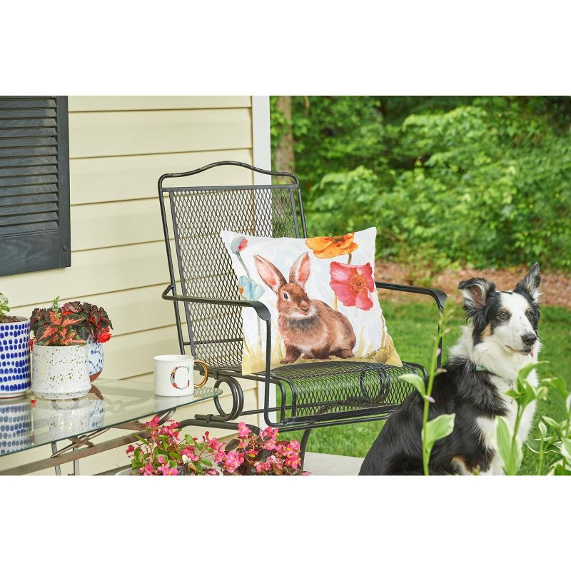 C&F Home 18" x 18" Sitting Bunny Easter Spring Themed Indoor/Outdoor Accent Throw Pillow