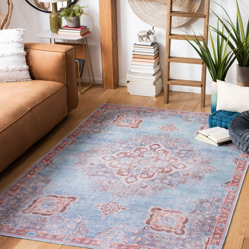 Serapi SEP580 Power Loomed Machine Washable Skid-Resistant Indoor Area Rug - Blue/Brown - 8'x10' - Safavieh