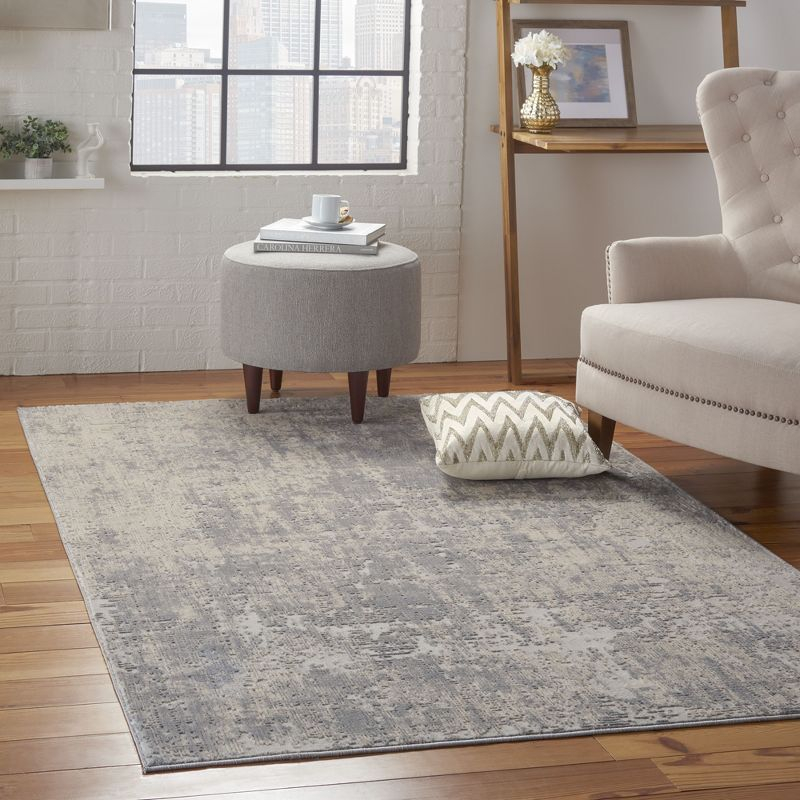 Nourison Rustic Textures Abstract Indoor Area Rug Ivory/Silver 3'11" x 5'11"