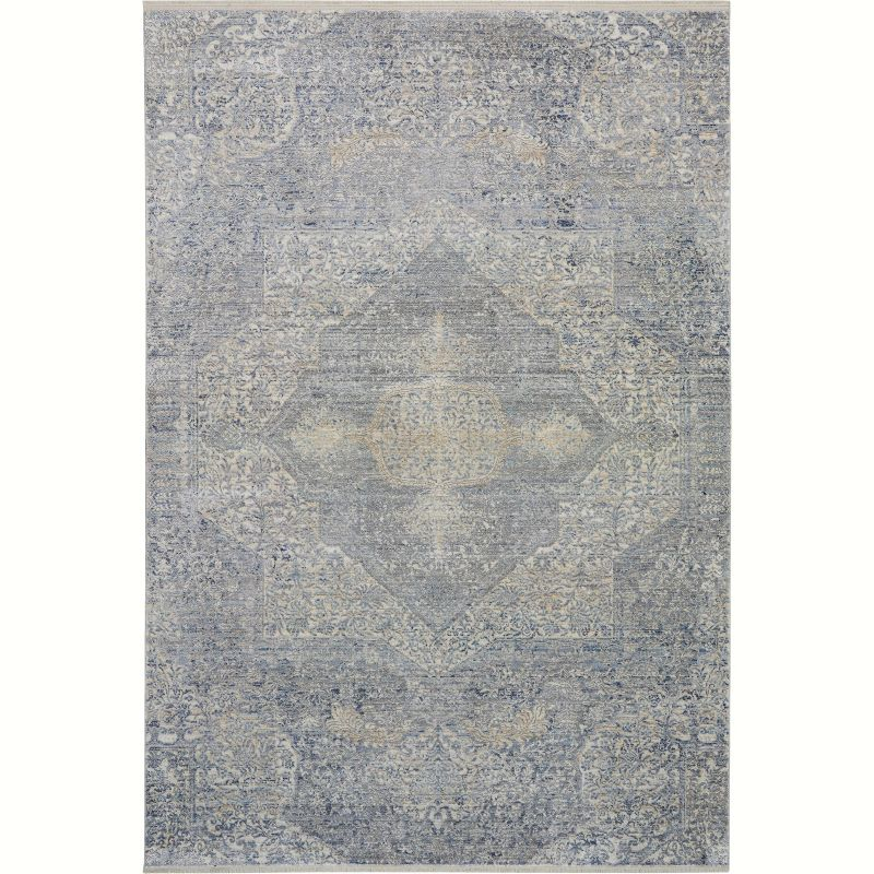 Nourison Silken Weave SLW04 Indoor Area Rug Blue/Grey 5'3" x 7'9"