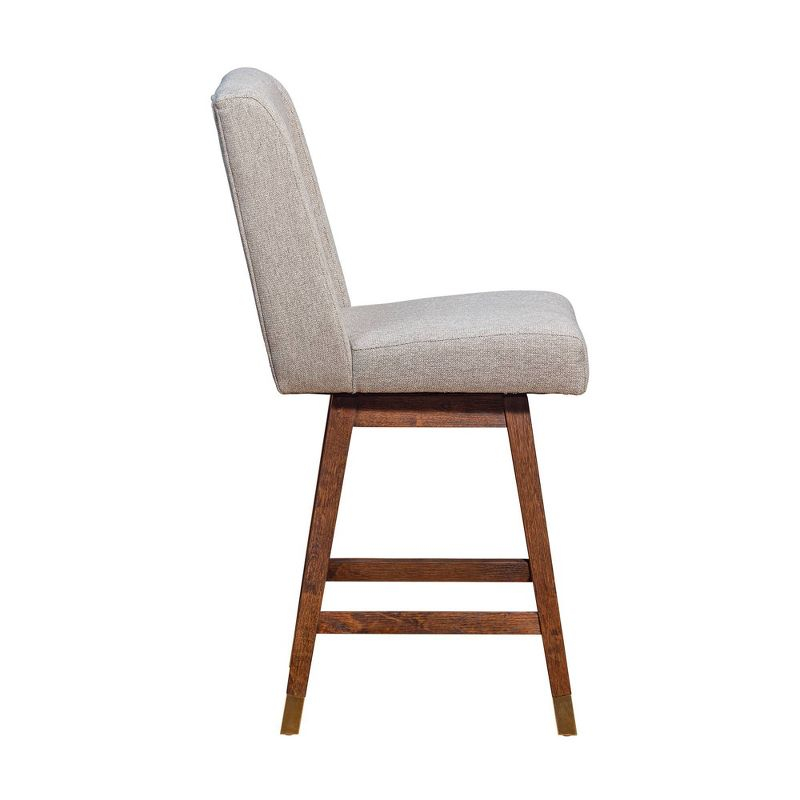 Armen Living Stancoste Wood Finish with Fabric Swivel Counter Height Barstool Brown Oak/Taupe