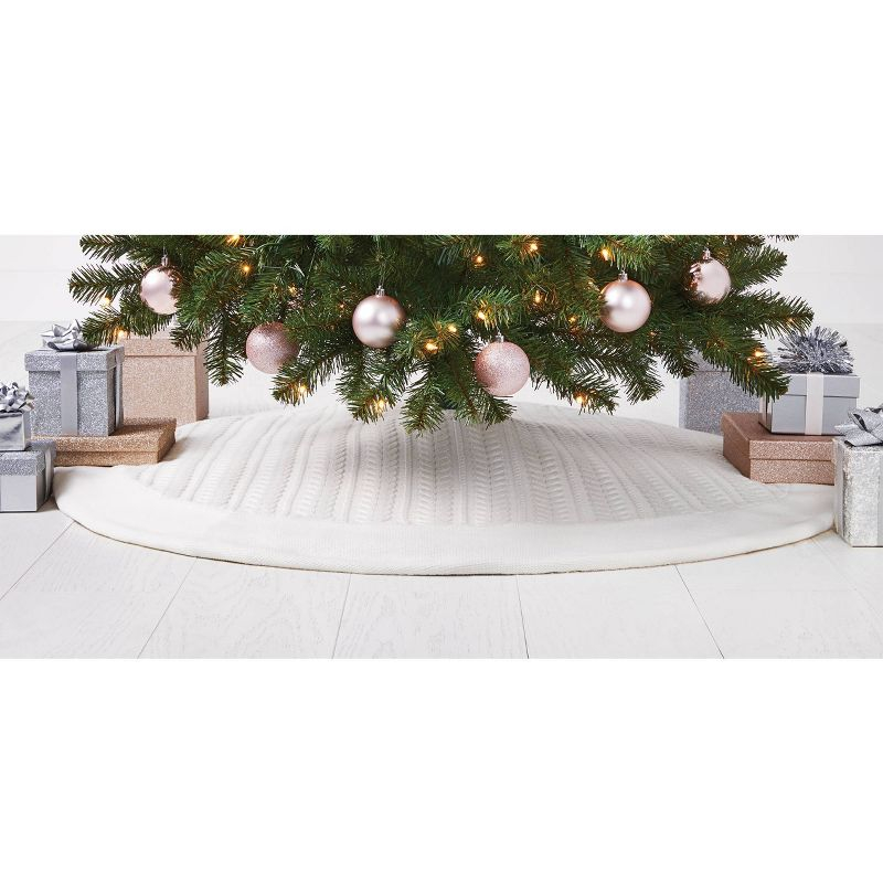 Cable Knit Christmas Tree Skirt Ivory - Wondershop™